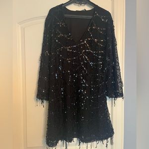 Zara black sequin dress, large